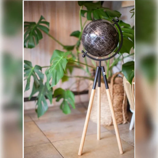 Wooden Tripod World Globe