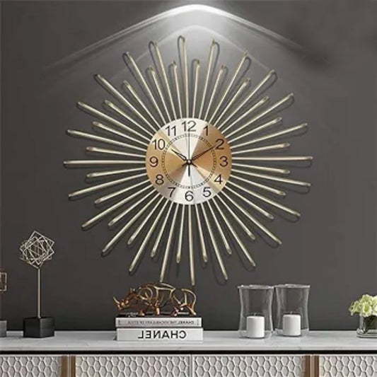 Geometric Stripes Gold Wall Clock