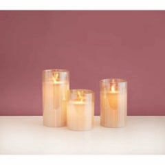 Simile Gold Glass Flameless Candles Flickering (Set of 3)