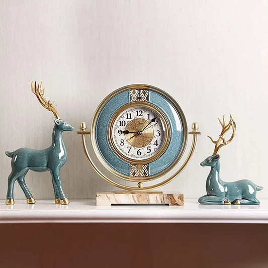 Imitation Deer Desk Clock Set