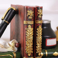 Pen and Ink Bottle with Oil Lamp Bookend