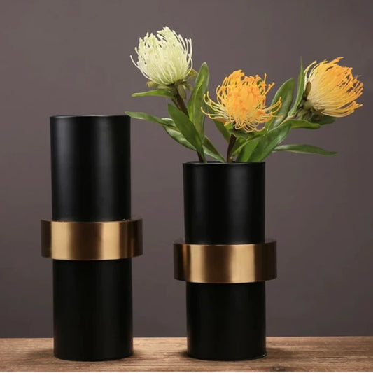 Europese Modern Eenvoudige Black Metal Flower Vase Decor (1 Pc)