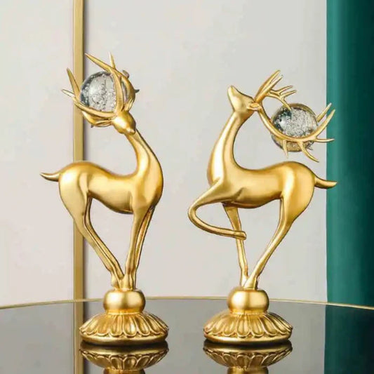 Resin Deer Statue Sculpture (Pair)