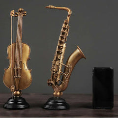 Retro Violin Musical Instrument Sculpture