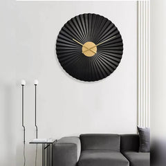 Black and Golden Metal Wall Clock