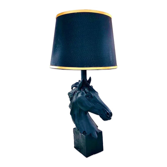 Matt Black Stallion Horse Lamp