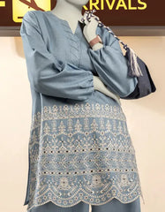 BLUE DENIM EMBROIDERED KURTI