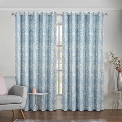 Pale Blue Printed Curtains