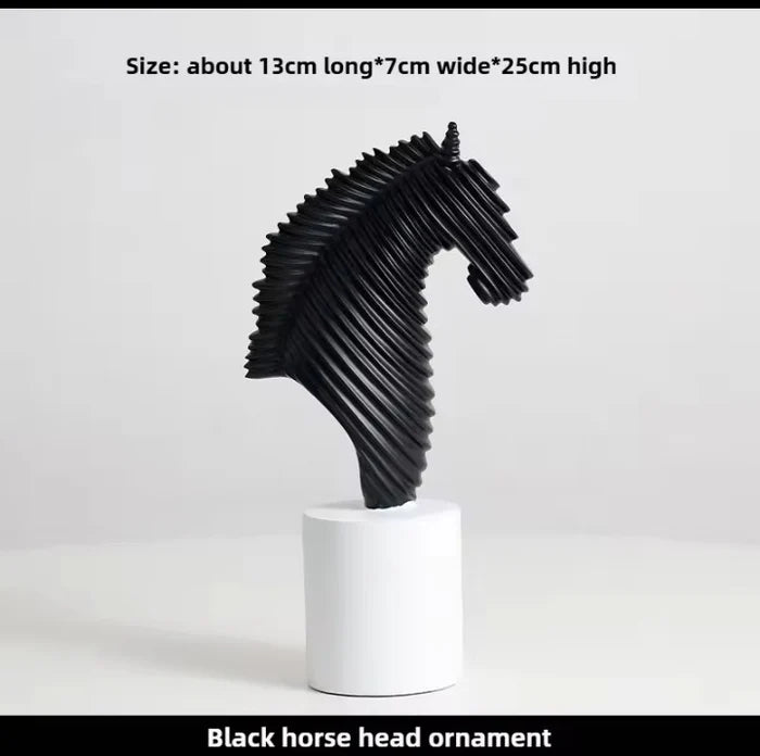 Abstract Striped Horse Head Mascot Animal Sculpture