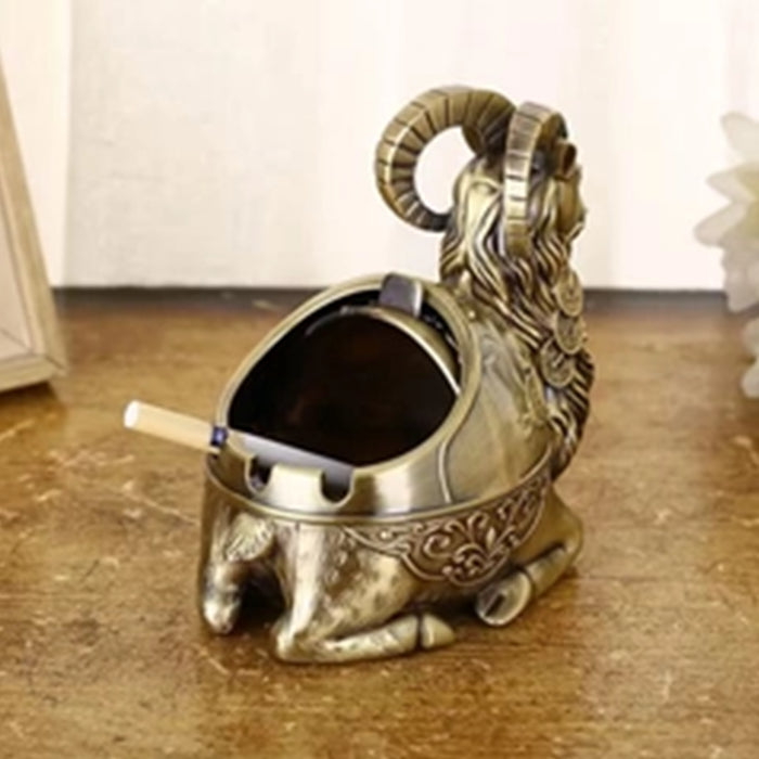 Vintage Metallic Markhor Ornament Ashtray