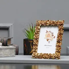 Gold Antique Roses Border Photo Frame