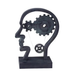 Artistic Sculpture 'Wheels of the Brain and Human Head'