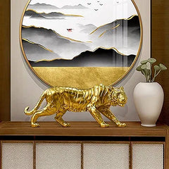 Golden Tiger Resin Statue For Home Indoor Office