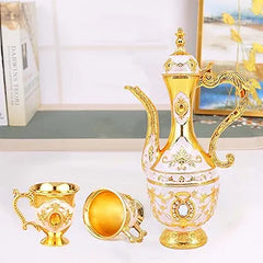 Royal Metal Tea Pot With 6 Tea Cups And Tray