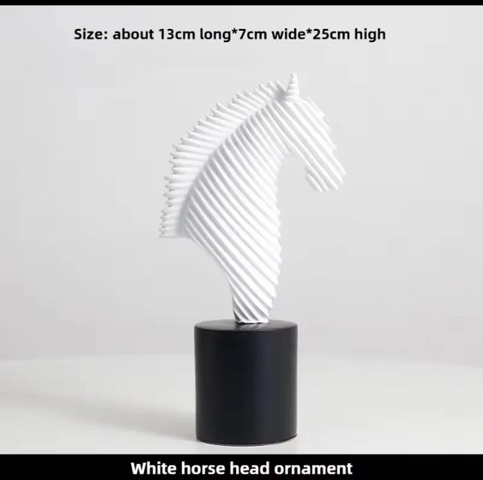 Abstract Striped Horse Head Mascot Animal Sculpture