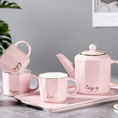 European Style China Teapot Cup with China Tray (6 Pcs)