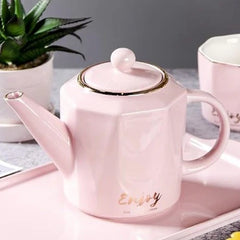 European Style China Teapot Cup with China Tray (6 Pcs)