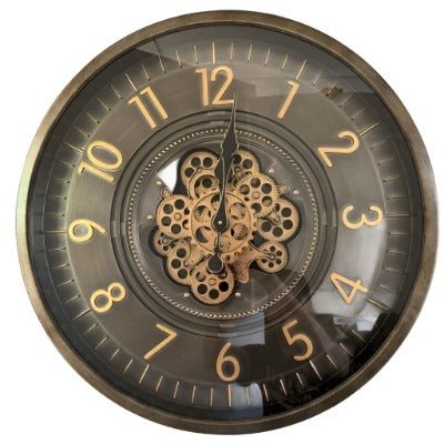 Gunmetal And Brass Gears Wall Clock