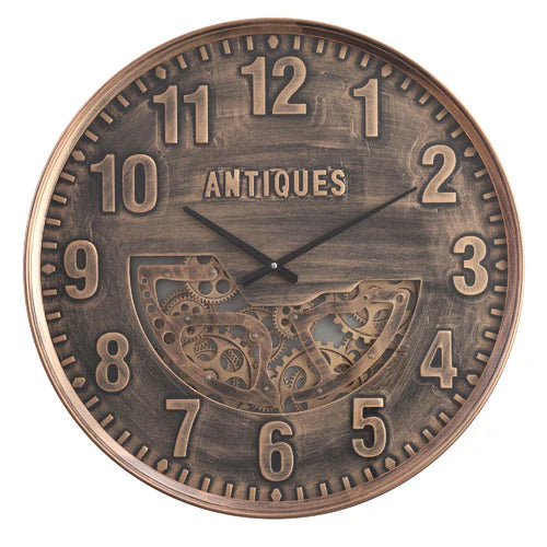 Antique Metal Moving Gears Wall Clock