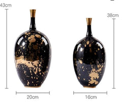 Black Gold Ceramic Vase (Set Of 2)