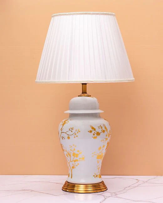 Gold and White Luxurious Ceramic Table Lamp