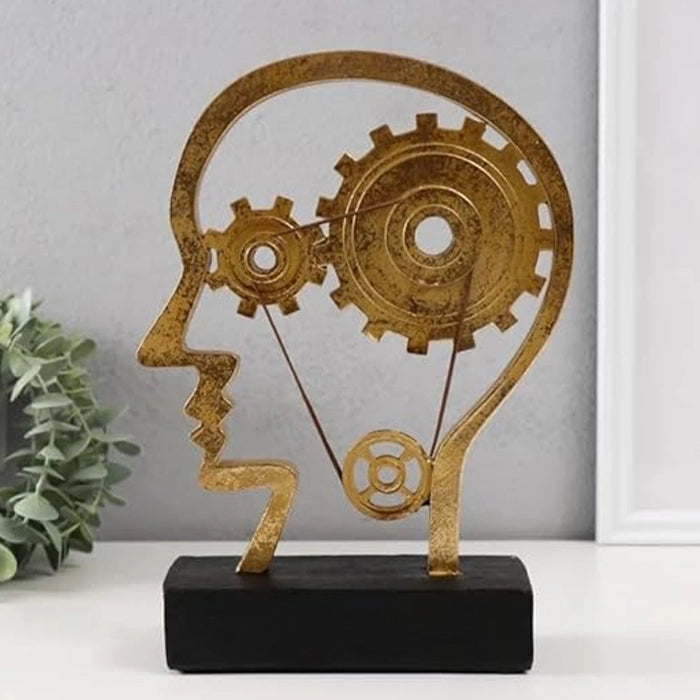 Artistic Sculpture 'Wheels of the Brain and Human Head'