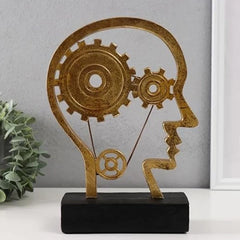 Artistic Sculpture 'Wheels of the Brain and Human Head'