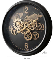 Black And Gold Gear Wall Clock 62 CM