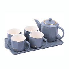 European Style China Teapot Cup with China Tray (6 Pcs)