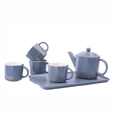 European Style China Teapot Cup with China Tray (6 Pcs)