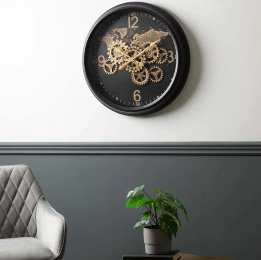 Black And Gold Gear Wall Clock 62 CM