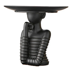 Woman Statue With Tray Modern Art Decoration