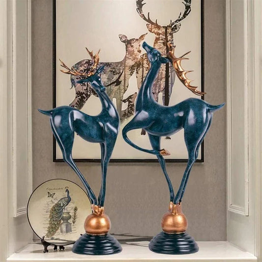 Home Decor Couple Deer Figurine Statue