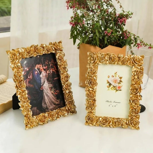 Gold Antique Roses Border Photo Frame