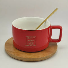 Ceramic Mug With Wooden Tray