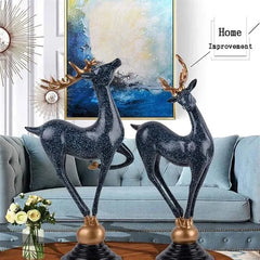 Home Decor Couple Deer Figurine Statue