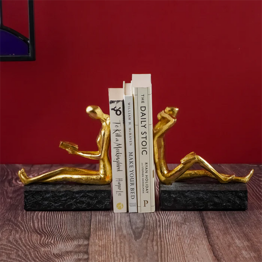 Gold Reading And Thinking Sculptures Bookend