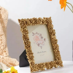 Gold Antique Roses Border Photo Frame