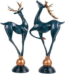 Home Decor Couple Deer Figurine Statue