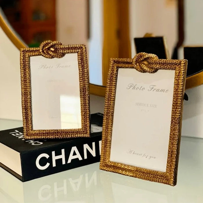 Rope Knot Design Photo Frame Decor 2 Pcs Set