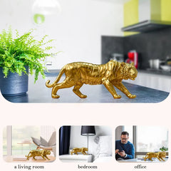 Golden Tiger Resin Statue For Home Indoor Office