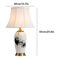 Chinese Table Lamp Vintage Bedside Lamp With Fabric Shade