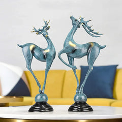 Home Decor Couple Deer Figurine Statue