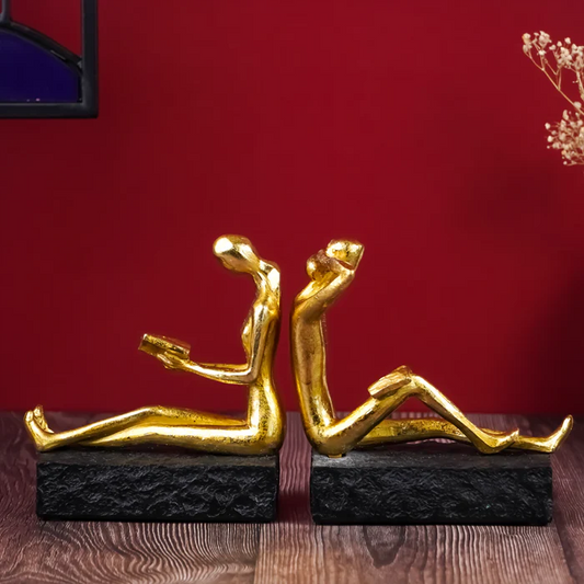 Gold Reading And Thinking Sculptures Bookend