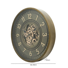 Gunmetal And Brass Gears Wall Clock