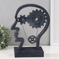 Artistic Sculpture 'Wheels of the Brain and Human Head'