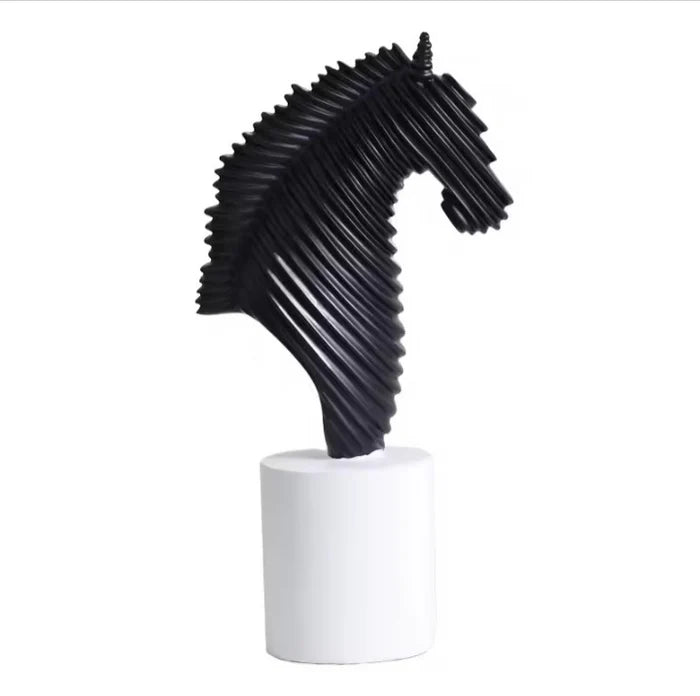 Abstract Striped Horse Head Mascot Animal Sculpture