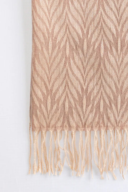 Beige Blended Leaf Pattern Scarf