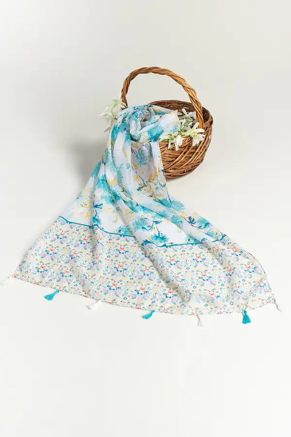 Slub Lawn Printed Scarf