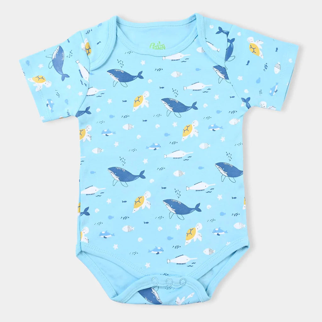 INFANT UNISEX COTTON INTERLOCK BASIC ROMPER SEA LIFE-TROPICAL